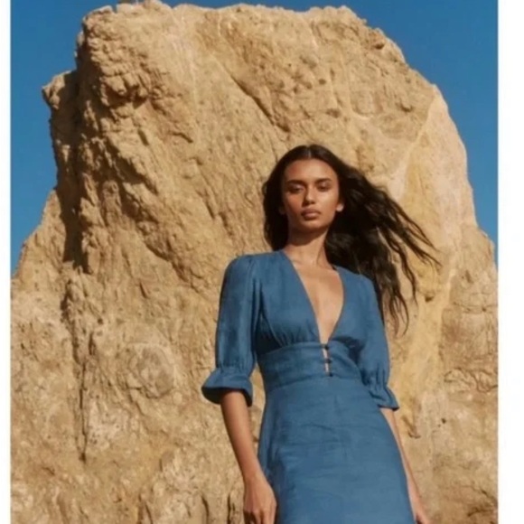 Reformation Dresses & Skirts - REFORMATION Simi Linen Dress In Blue